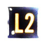 BUTTON, 7/8 SQUARE, MARKED L2 OTIS # 323AS2
