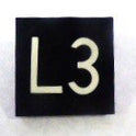 BUTTON, 7/8 SQUARE, MARKED L3 OTIS # 323AS2