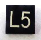 BUTTON, 7/8 SQUARE, MARKED L5 OTIS # 323AS2