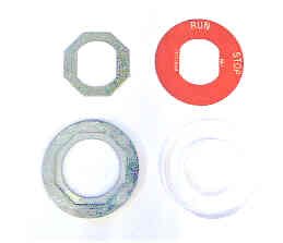 BEZEL, KIT, RED, MARKED RUN/STOP IN WHITE, 1.5 DIAMETER  KONE # KM825331H01