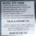 PHONE, FLUSH MOUNT, 24 V, SINGLE BUTTON, TALK A PHONE # ETP-100EB