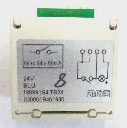BLOCK, CONTACT. 24 VDC, 1 N.O. CONTACT, PUSHBUTTON, BLUE LED