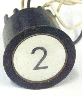 PUSHBUTTON, BLACK, ROUND, WHITE INSERT, MARKED 2 US # 167-03011-100