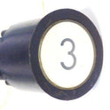 PUSHBUTTON, BLACK, ROUND, WHITE INSERT, MARKED 3 US # 167-03011-100