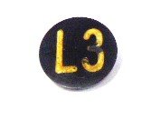 BUTTON, 7/8, BLACK, ENGRAVED IN WHITE, MARKED L3 OTIS # 323BL2