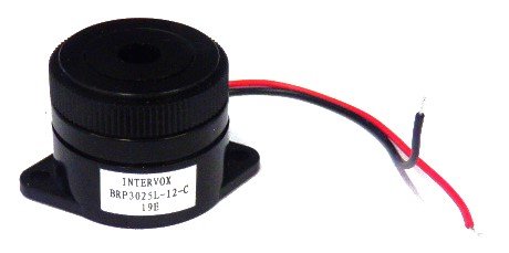BUZZER, CAR STATION, 12 VDC, ALARM, PIEZO, INTERMITTENT INTERVOX # BRP-3025L-12