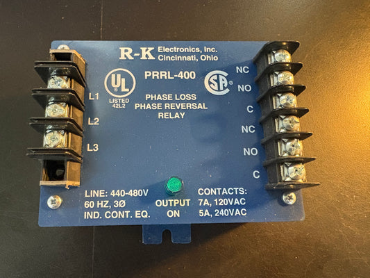R-K PRRL-400 PHASE LOSS REVERSAL RELAY